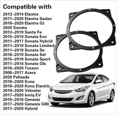 6.5-6.75 Inch Front Door Speaker Adapter Spacer Ring Fits for Hyundai KIA in Kuwait