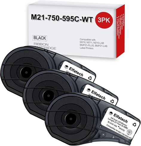 Compatible M21-750-595-WT 3/4 Inch All-Weather Vinyl 3/4 Inch Black on White Label Tape, High Adhesion, for Indoor and Outdoor, Lab and Equipment Labeling, 0.75 Inch, 3-Pack in Kuwait