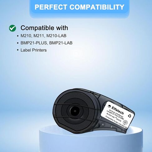 Compatible M21-750-595-WT 3/4 Inch All-Weather Vinyl 3/4 Inch Black on White Label Tape, High Adhesion, for Indoor and Outdoor, Lab and Equipment Labeling, 0.75 Inch, 3-Pack in Kuwait