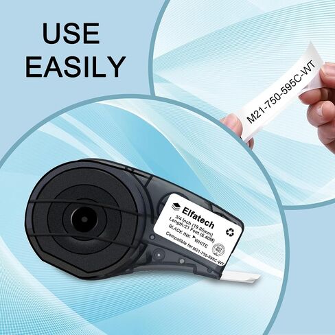 Compatible M21-750-595-WT 3/4 Inch All-Weather Vinyl 3/4 Inch Black on White Label Tape, High Adhesion, for Indoor and Outdoor, Lab and Equipment Labeling, 0.75 Inch, 3-Pack in Kuwait