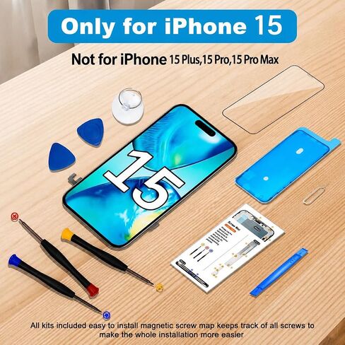 LMQ for iPhone 15 Screen Replacement 6.1''LCD with Repair Tool Kits in Kuwait