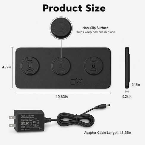 3 in 1 Magnetic Wireless Charger Pad for iPhone 17/16/15/14/13/12 Series, Fast Wireless Charging Station for AirPods 4/3/2 Pro, Raised Charging Pods Design, Magnetic Charging Mat with 24W Adapter in Kuwait