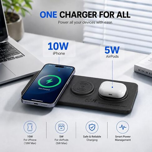 3 in 1 Magnetic Wireless Charger Pad for iPhone 17/16/15/14/13/12 Series, Fast Wireless Charging Station for AirPods 4/3/2 Pro, Raised Charging Pods Design, Magnetic Charging Mat with 24W Adapter in Kuwait