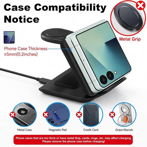 Geyo 3 in 1 Fast Wireless Charger for Samsung Galaxy Z Flip 8/7/7 FE/6/5 in Kuwait