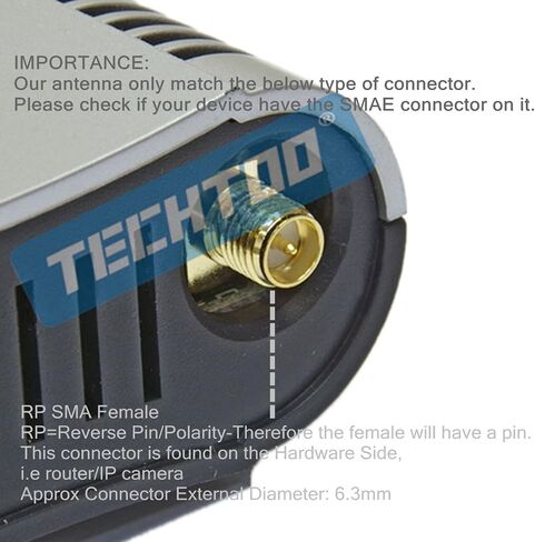 TECHTOO WiFi Antenna Dual Band 7dBi 2.4GHz/5.8GHz with RP-SMA Connector for Wireless Network Router USB Adapter PCI Card IP Camera DJI Phantom Wireless Range Extender FPV UAV Drone in Kuwait