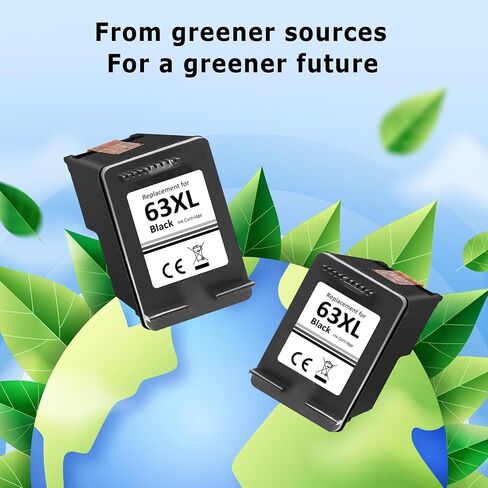63xl Black Ink Cartridge Compatible for HP 63 Black Ink Cartridge Work for OfficeJet 3830 5255 4650 5258 5200 4655 4652 5212 Envy 4520 4512 DeskJet 1112 3630 2130 3632 (2 Black) in Kuwait