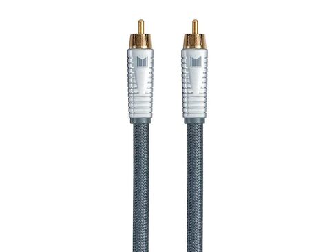 Monolith RCA Cable - 24K Gold Plated Connectors, AL foil, OFC Copper Braided Shield, 3 Feet, Silver in Kuwait