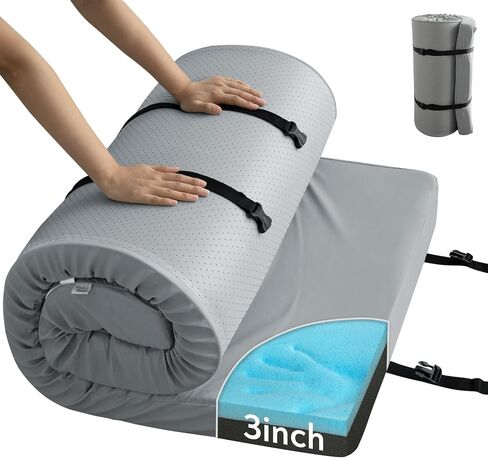 Memory Foam Camping Cot Pad, 3 Inch Sleeping Pad with Waterproof Cover in Kuwait