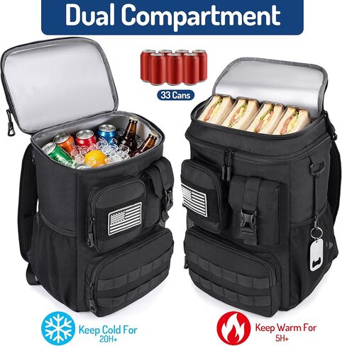 DEYACE Tactical Cooler Backpack, 33 Can 24L 20H Cold Retention Insulated Leak Proof Dual Compartment Cooler Lunch Box Bag with MOLLE System for Camping Hiking Beach Work in Kuwait
