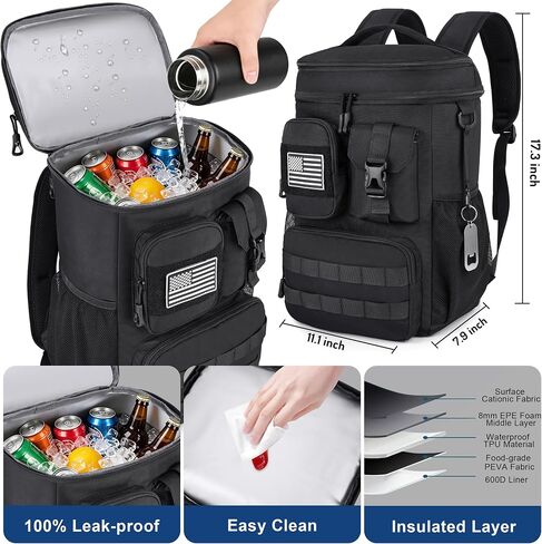 DEYACE Tactical Cooler Backpack, 33 Can 24L 20H Cold Retention Insulated Leak Proof Dual Compartment Cooler Lunch Box Bag with MOLLE System for Camping Hiking Beach Work in Kuwait