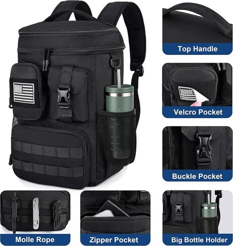 DEYACE Tactical Cooler Backpack, 33 Can 24L 20H Cold Retention Insulated Leak Proof Dual Compartment Cooler Lunch Box Bag with MOLLE System for Camping Hiking Beach Work in Kuwait