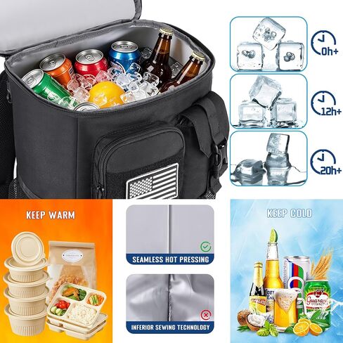 DEYACE Tactical Cooler Backpack, 33 Can 24L 20H Cold Retention Insulated Leak Proof Dual Compartment Cooler Lunch Box Bag with MOLLE System for Camping Hiking Beach Work in Kuwait
