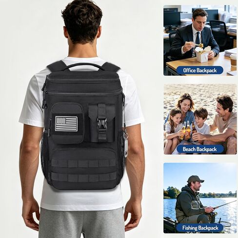 DEYACE Tactical Cooler Backpack, 33 Can 24L 20H Cold Retention Insulated Leak Proof Dual Compartment Cooler Lunch Box Bag with MOLLE System for Camping Hiking Beach Work in Kuwait