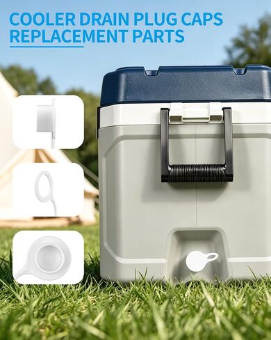 2 PCS Drain Plug Caps Replacement for Coolers, Compatible with Igloo 25-70 QT Ice Chest Coolers, Cooler Drain Cap Covers with Tether in Kuwait