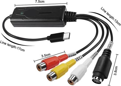 AV to USB C Converter Video Capture Card Adapter 1 Channel NTSC PAL S Video/Composite to in Kuwait