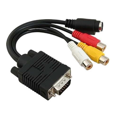 H&*igh qu>ality 15pin Male to S-Video 3 R/CA Ja-ck TV AV Converter Cord Adapter in Kuwait
