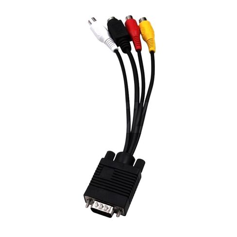 H&*igh qu>ality 15pin Male to S-Video 3 R/CA Ja-ck TV AV Converter Cord Adapter in Kuwait