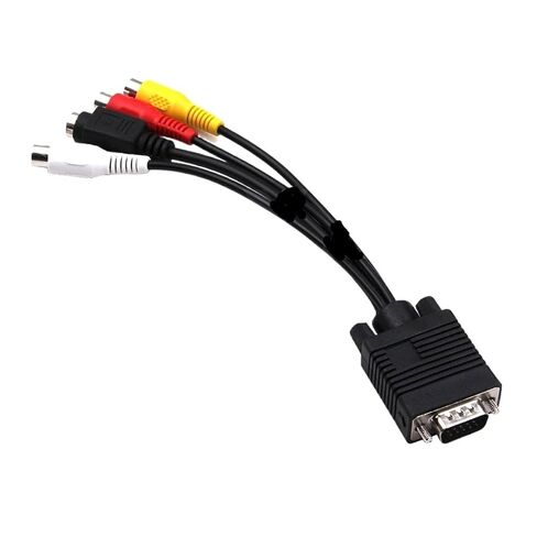 H&*igh qu>ality 15pin Male to S-Video 3 R/CA Ja-ck TV AV Converter Cord Adapter in Kuwait