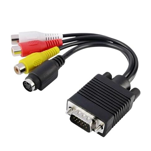 V/GA Male to S-Video 3 R/CA Ja-ck Female Composite AV TV Out Adapter Converter Connector Video Cableor PC Cards in Kuwait