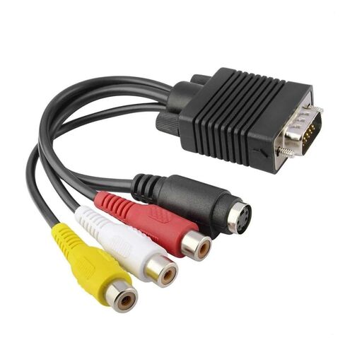 V/GA Male to S-Video 3 R/CA Ja-ck Female Composite AV TV Out Adapter Converter Connector Video Cableor PC Cards in Kuwait