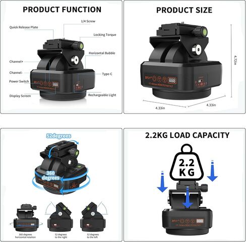 YT-1500 Pro Auto Motorized Rotating Panoramic Head with Remote Control AI Intelligent Follow Function and Live Function Support 2kg（70.5 Ounce） Camera Phone Pan Tilt Video Tripod Head in Kuwait