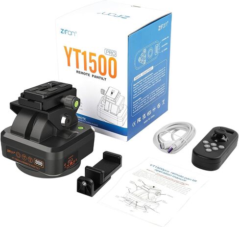 YT-1500 Pro Auto Motorized Rotating Panoramic Head with Remote Control AI Intelligent Follow Function and Live Function Support 2kg（70.5 Ounce） Camera Phone Pan Tilt Video Tripod Head in Kuwait