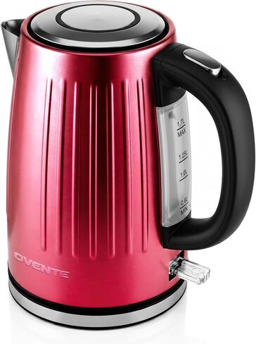 OVENTE 1.7L Stainless Steel Electric Kettle, 1750W Power, Maroon KS711M in Kuwait