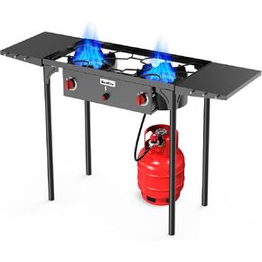 Bestfire 2 Burner Propane Camping Stove,150,000 BTU,Exclusive One-Touch Auto Ignition (Safer & Convenient),2 Side Shelves,CSA-Certified,30s Tool-Free Setup,Portable for Camping, Estufa De Gas Portatil in Saudi Arabia