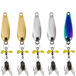 Metal Propeller Fishing Lure for Catching Fish - 5pcs Set, Spinning Blade Bass Trout Lures with Floating Rotating Tail, 3D Fly Bionic Soft Bait, Suitable for Most Kinds of Fish in Kuwait