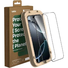 iOttie Terra iPhone 16 Tempered Glass Screen Protector Military Grade 9H Hardness Shatterproof Scratch Resistant, Edge to Edge Protection Easy Bubble Free Install, 2 Pack in Kuwait