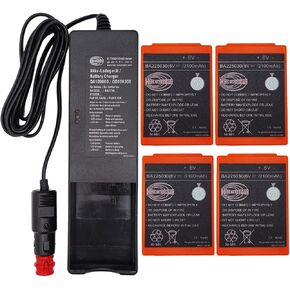 (1-Pack) DC 10V-30V QA109600/QD109300 Charger with (4-Pack) HBC Radiomatic 6V 2100mAh BA225030 Battery for HBC Wireless Romote Control Battery in Kuwait