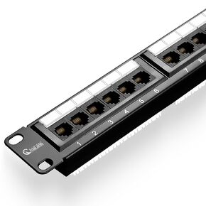 NewYork Cables [UL Listed 24 Port Cat6A Patch Panel, 10Gb Ethernet, 1U 19-Inch Rack or Wall Mount, UTP Network Patch Panel, Heavy-Duty Steel, Color-Coded T568A/B, 110/Krone Compatible, Black in Kuwait