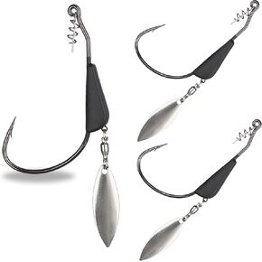 Reaction Tackle Tungsten Bladed Underspin Swimbait Hooks, Weighted Weedless Jig Heads for Bass, Pike, and Musky, Freshwater and Saltwater Fishing (3-Pack) in Saudi Arabia