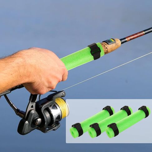 Set of 12 Fishing Rod Float Foam Tubes with 24 Ties, Rod Floats and Fishing Rod Floaters Cushions, Green Side-Slit Gear for Kayak Boat Lake River Use in Kuwait