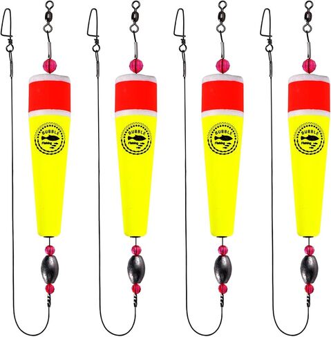 Fishing Floats Rigs Popping Corks for Saltwater Rattle Weighted Bobbers Fishing Tackle (4pcs, 5 in, Yellow), set03 in Kuwait