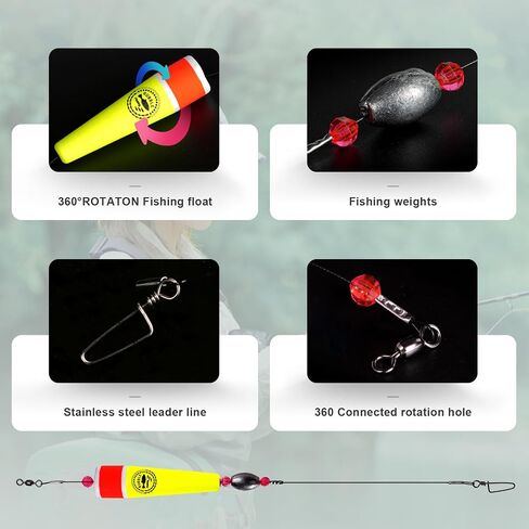 Fishing Floats Rigs Popping Corks for Saltwater Rattle Weighted Bobbers Fishing Tackle (4pcs, 5 in, Yellow), set03 in Kuwait