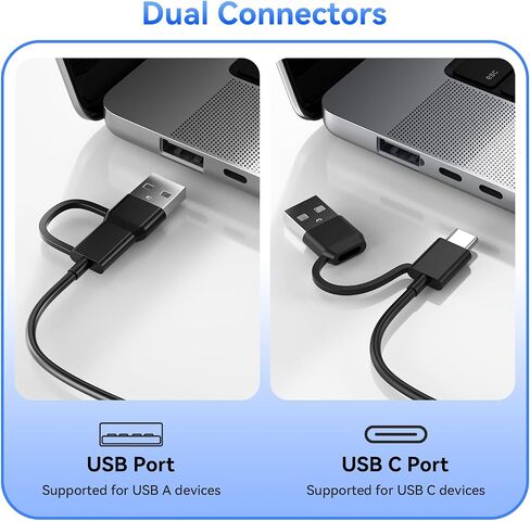 [2-in-1 Dual Tech] NFC Reader Writer & CAC Card Reader, USB-A + USB-C Military DOD PIV ID Contact and Contactless Smart Card Reader for Windows, Mac, Linux, Android in Kuwait