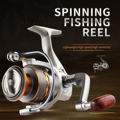 AH Fishing Reel 5.2:1 Gear Ratio 2000/3000/4000/5000/6000/7000 Series Anti-Reverse Ball Bearings Ultralight 17.6 lbs CNC Aluminum Includes Monofilament Line Crappie or Catfish Reversible in Kuwait