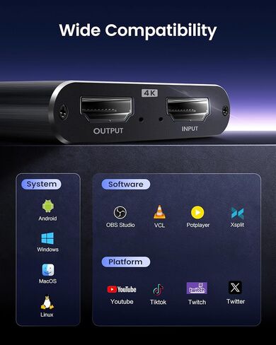 4K HDMI Capture Card for Streaming, USB 3.0/Type-C Game Video Capture Card in Kuwait