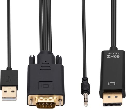 VGA to DisplayPort Cable Cord with VGA Ports to Monitors 1080P 60Hz Resolution VGA to Converter Vga to Displayport Cord in Kuwait