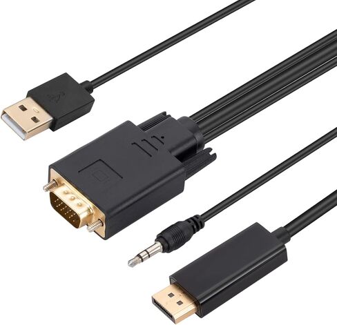 VGA to DisplayPort Cable Cord with VGA Ports to Monitors 1080P 60Hz Resolution VGA to Converter Vga to Displayport Cord in Kuwait