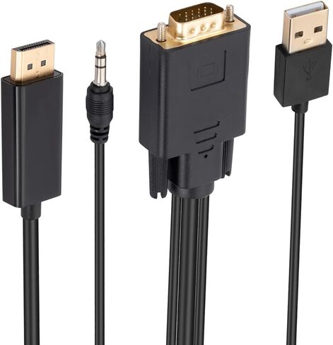VGA to DisplayPort Cable Cord with VGA Ports to Monitors 1080P 60Hz Resolution VGA to Converter Vga to Displayport Cord in Kuwait