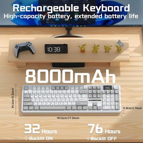AULA F108 PRO Wireless Mechanical Keyboard with Screen & Knob, Full Size Keyboard with Silent Switch, Tri-Mode BT5.0/2.4GHz/USB-C, Pre-lubed Switches, RGB Backlit Hot Swappable Custom Gaming Keyboards in Kuwait