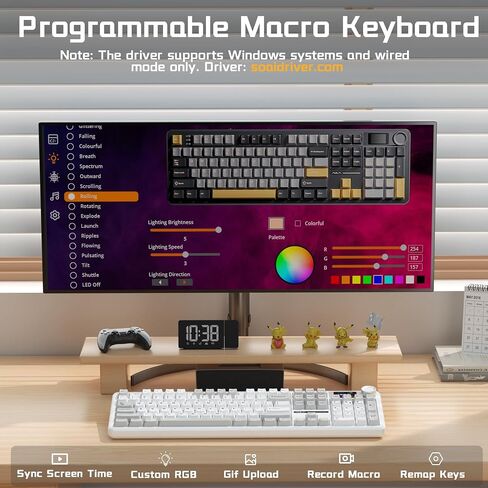 AULA F108 PRO Wireless Mechanical Keyboard with Screen & Knob, Full Size Keyboard with Silent Switch, Tri-Mode BT5.0/2.4GHz/USB-C, Pre-lubed Switches, RGB Backlit Hot Swappable Custom Gaming Keyboards in Kuwait