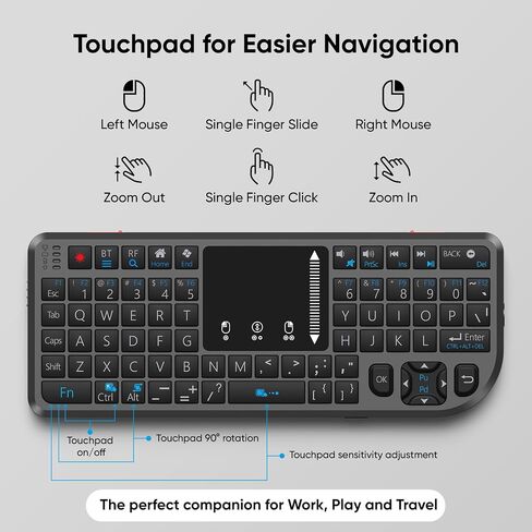 T808 Mini Wireless Keyboard,Upgraded Multi-Touch Touchpad in Kuwait