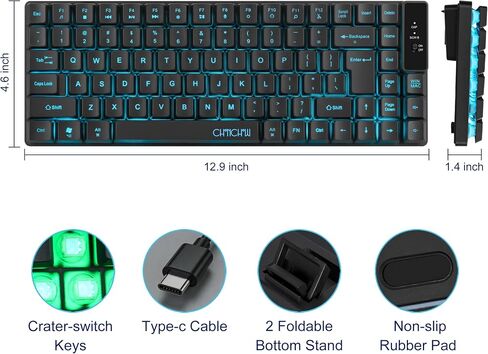 Wireless Keyboard, Rechargeable Mini Quiet Keyboard, Thin Tenkeyless in Kuwait