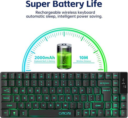 Wireless Keyboard, Rechargeable Mini Quiet Keyboard, Thin Tenkeyless in Kuwait