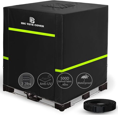 275 Gallon IBC Tote Cover, 500D Waterproof Thermal Cover, Zipper, Black in Kuwait