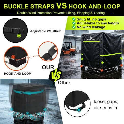 275 Gallon IBC Tote Cover, 500D Waterproof Thermal Cover, Zipper, Black in Kuwait