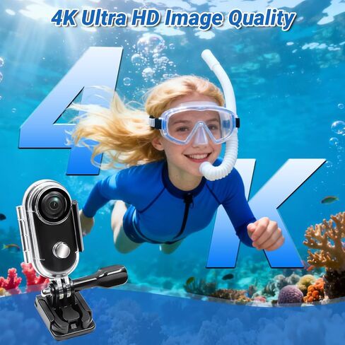 4K Action Camera, Wearable Body Camera with 64GB, Hands-Free Recording WiFi POV Camera with Waterproof Case, Back clip, Thumb Size Sports Cam Portable Camcorder for Cycling, Hiking, Fishing, Vlogging in Kuwait